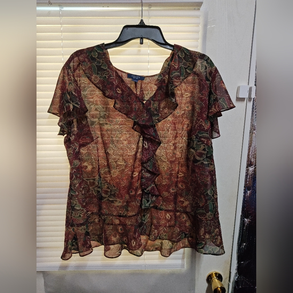 Chaps Multicolor Ruffle Blouse - image 1